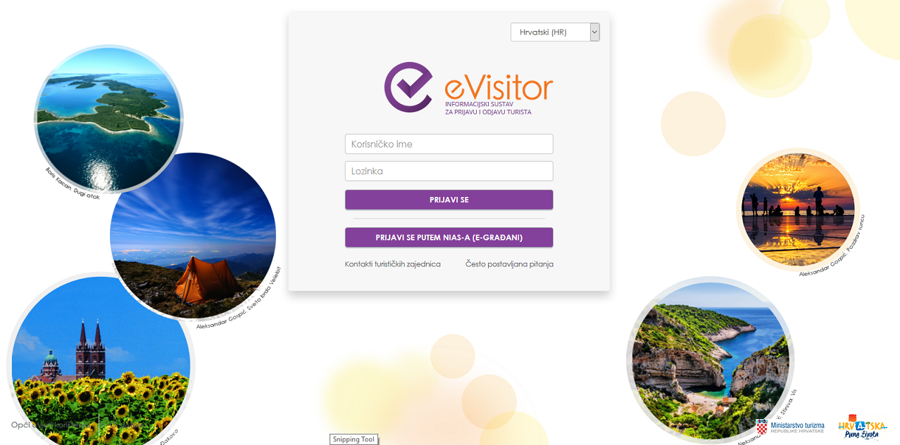 e-Visitor Početna stranica